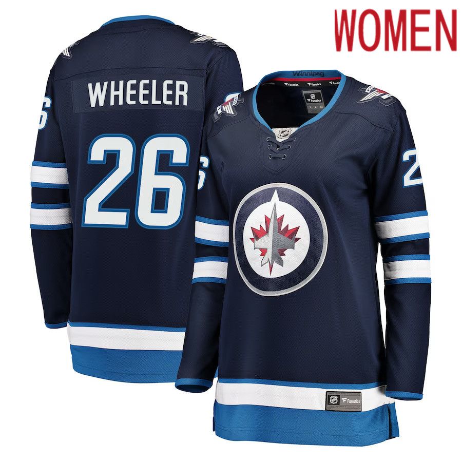 Women Winnipeg Jets #26 Blake Wheeler Fanatics Branded Navy Breakaway NHL Jersey->women nhl jersey->Women Jersey